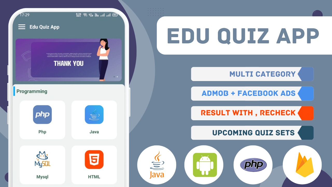 Edu Quiz App Multi Category Quiz App with Backend Control By Codeleka